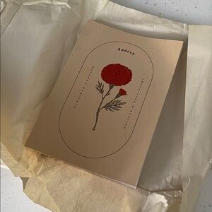 Etsy “Andrea” Beige Notebook with Red Floral Design